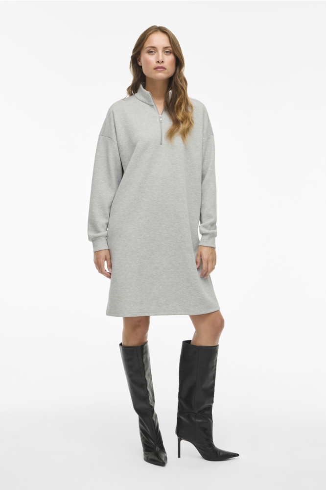 VISANDY L/S HIGH NECK SWEAT DRESS 14107646 Light Grey Melange